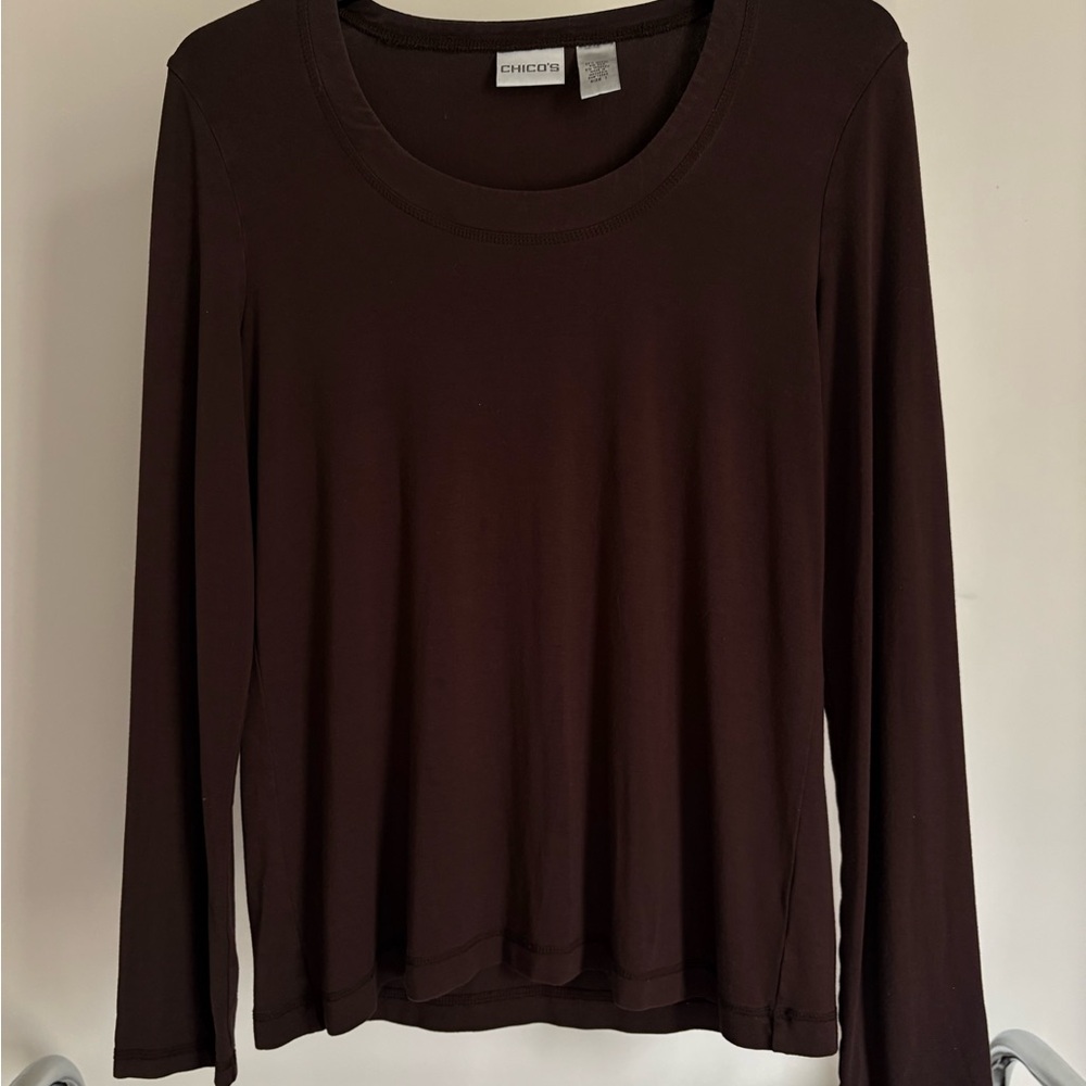 Chico's Dark Brown Long Sleeve Tee